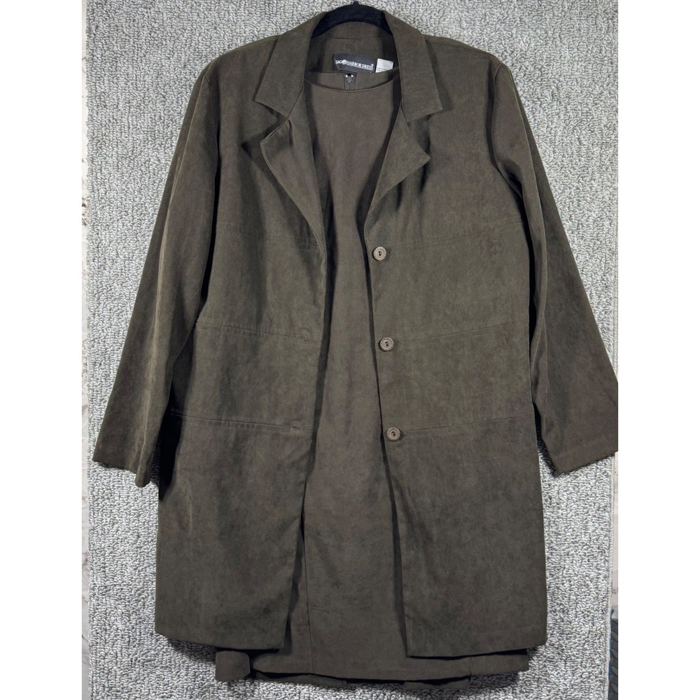 Sag Harbor Suit Green‎ Blazer and Dress Womens Size 16 Faux Suede